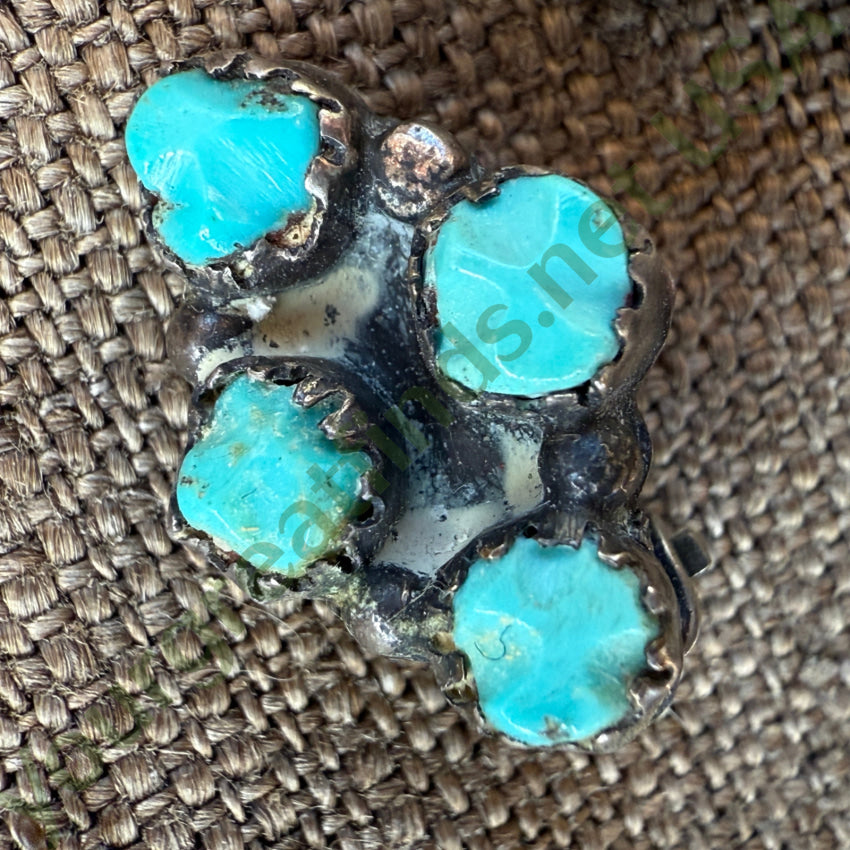 Vintage Zuni Sterling Silver & Turquoise Clip On Earrings earrings