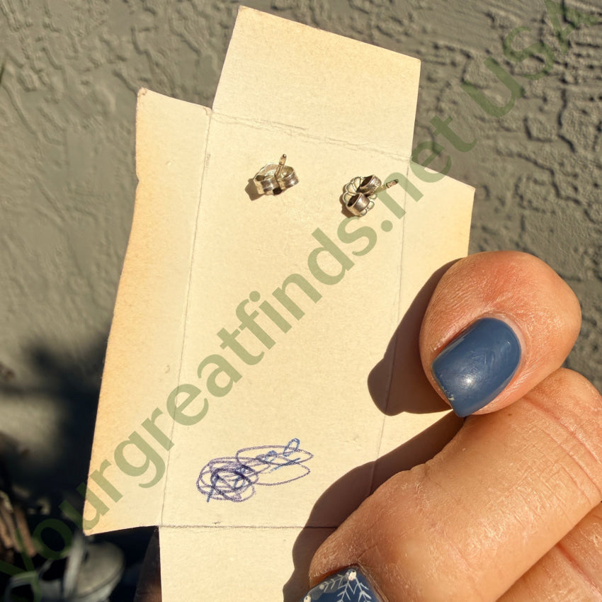 Vintage Zuni Sterling Silver Turquoise Inlay Fish Scales Earrings earrings