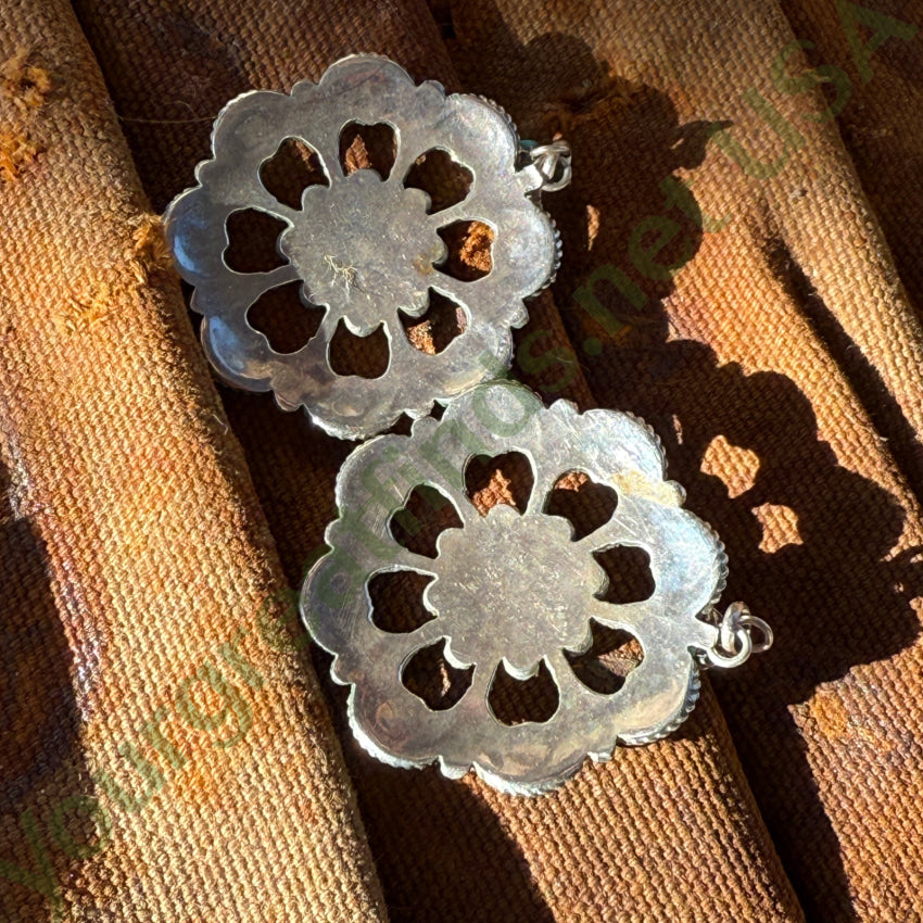 Vintage Zuni Sterling Silver & Turquoise Rosette Pierced Post Earrings earrings