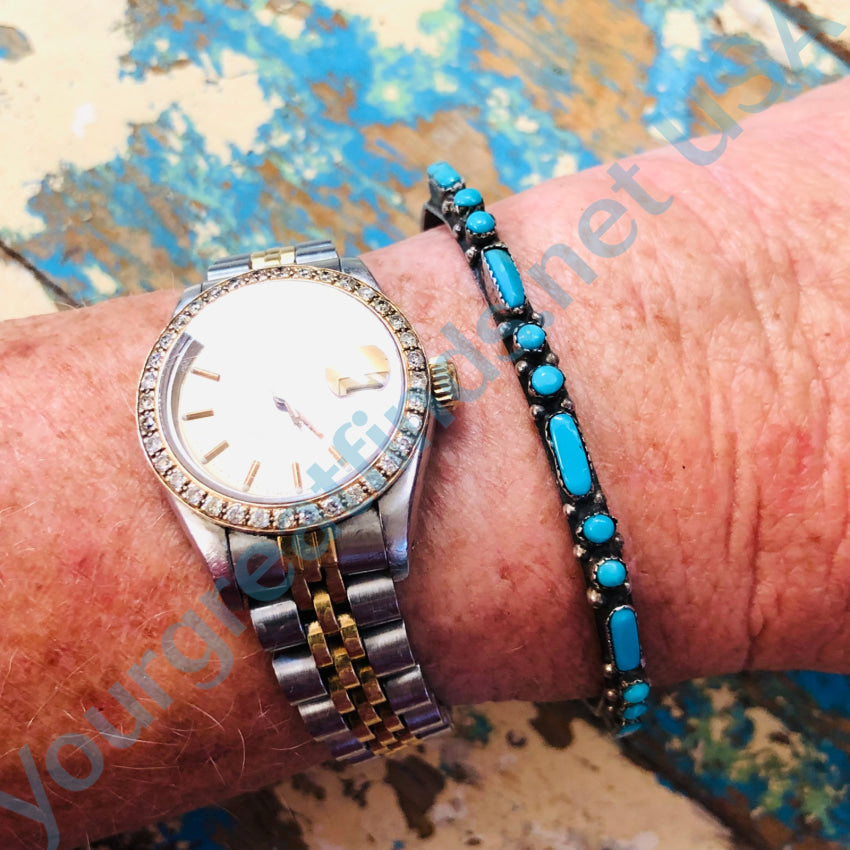 Vintage Zuni Sterling Silver & Turquoise Row Bracelet Bracelet