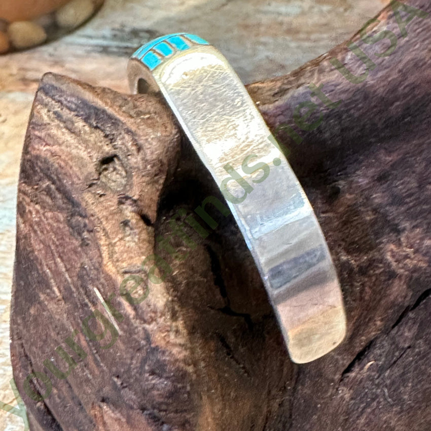 Vintage Zuni Sterling Silver Turquoise Window Pane Bracelet