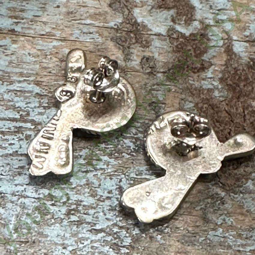 Vintage Zuni Sun God Feather Pierced Post Earrings Sterling