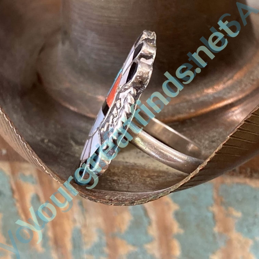 Vintage Zuni Sun God Ring Sterling Silver Inlay Size 6 Yourgreatfinds