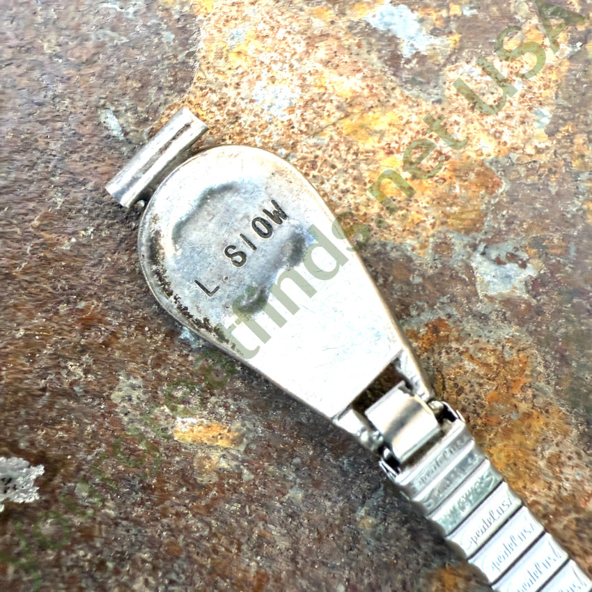 Vintage Zuni Turquoise Dots Flowers Sterling Silver Watch Band Ladies watch band