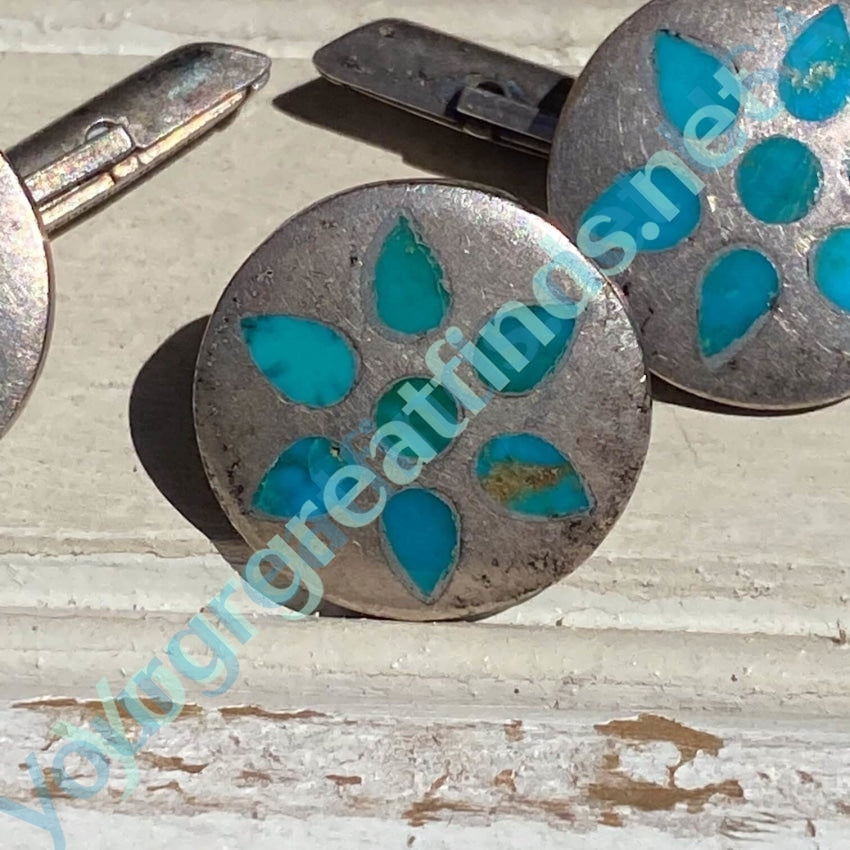 Zuni 2024 Silver Turquoise Cufflinks vintage