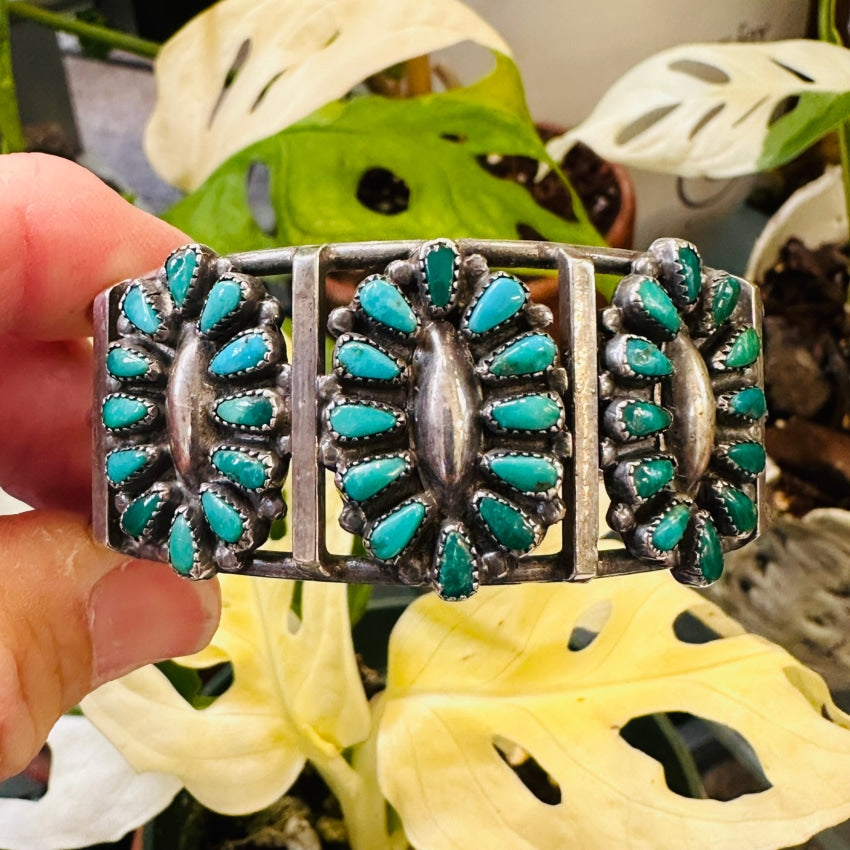 Vintage Zuni Turquoise Cluster Bracelet - Hoel's Indian Shop