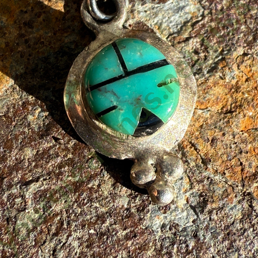 Vintage Zuni Turquoise Sun God Earrings Sterling Silver Art Acoya earrings