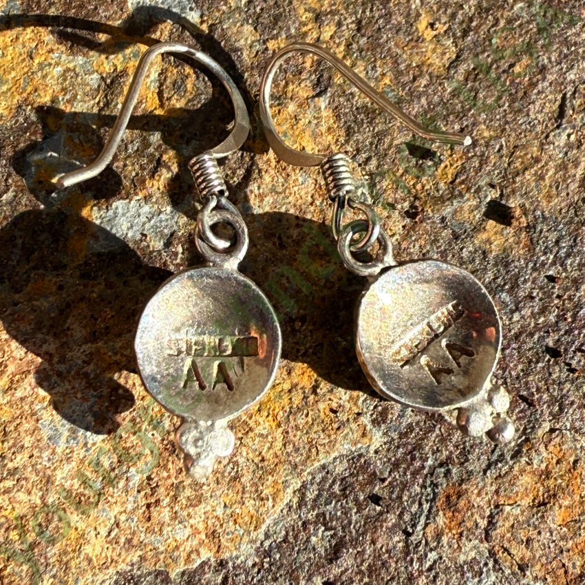 Vintage Zuni Turquoise Sun God Earrings Sterling Silver Art Acoya earrings