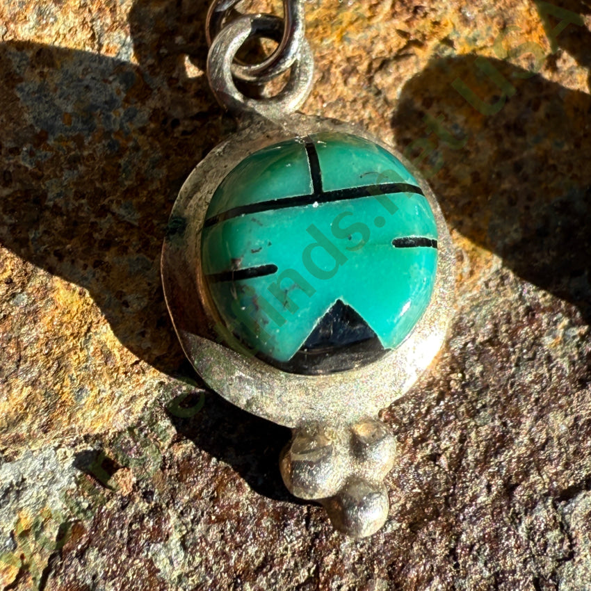 Vintage Zuni Turquoise Sun God Earrings Sterling Silver Art Acoya earrings