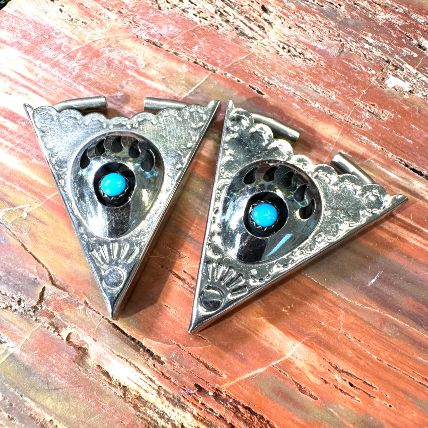 Western Shirt Collar Corners Nickel Silver Bear Track Shadowbox