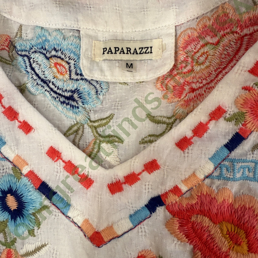 White Cotton Embroidered Top by Paparazzi by Biz blouse