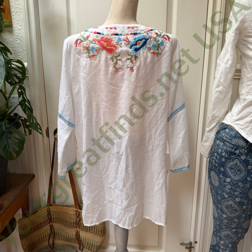 White Cotton Embroidered Top by Paparazzi by Biz blouse