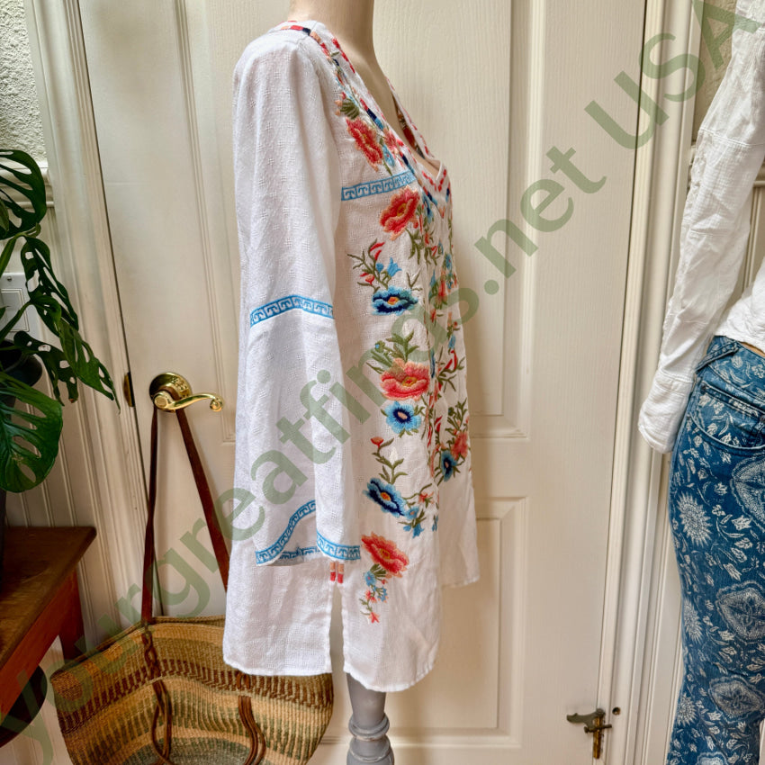 White Cotton Embroidered Top by Paparazzi by Biz blouse