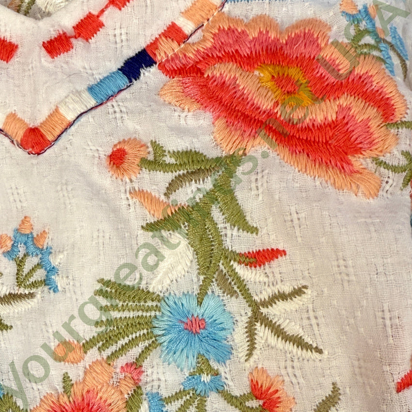 White Cotton Embroidered Top by Paparazzi by Biz blouse