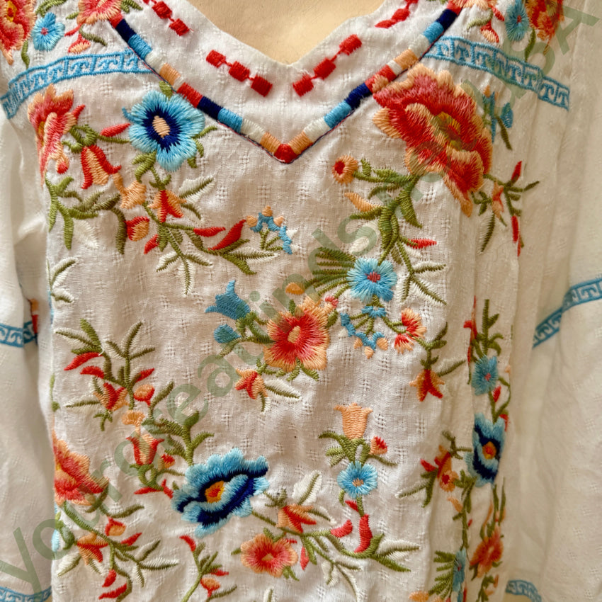 White Cotton Embroidered Top by Paparazzi by Biz blouse