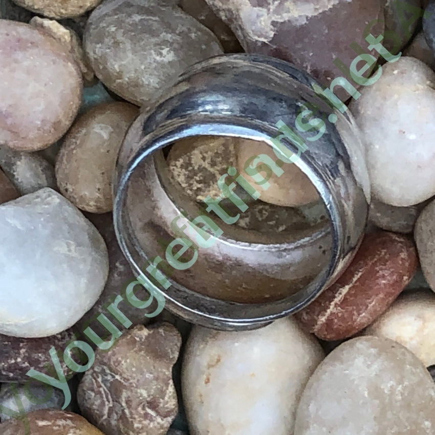 Wide Band Ring in 950 Fine Silver with Sponge Coral Size 6 3/4 Yourgreatfinds