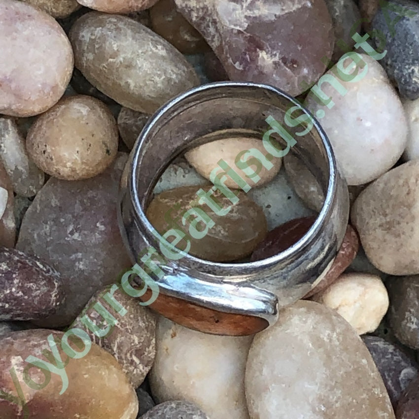 Wide Band Ring in 950 Fine Silver with Sponge Coral Size 6 3/4 Yourgreatfinds