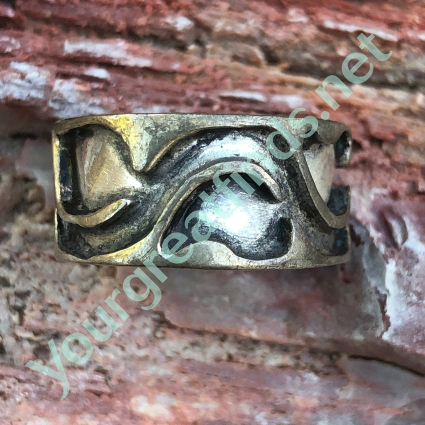 Wide Band Ring with Sterling Silver Overlay Design Size: 8.5 Yourgreatfinds