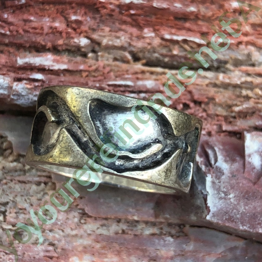 Wide Band Ring with Sterling Silver Overlay Design Size: 8.5 Yourgreatfinds