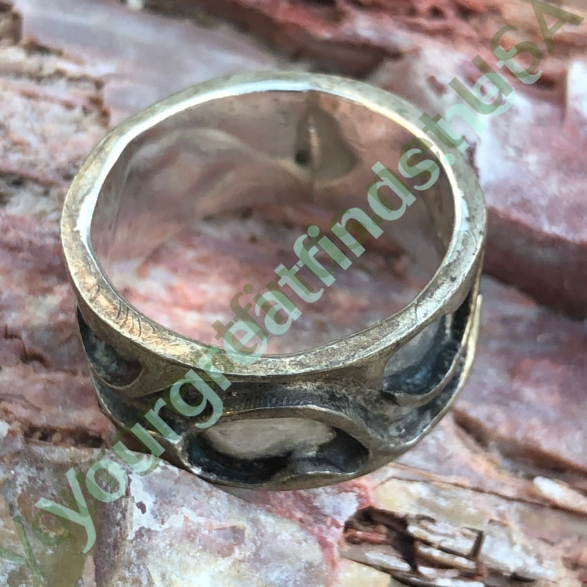 Wide Band Ring with Sterling Silver Overlay Design Size: 8.5 Yourgreatfinds