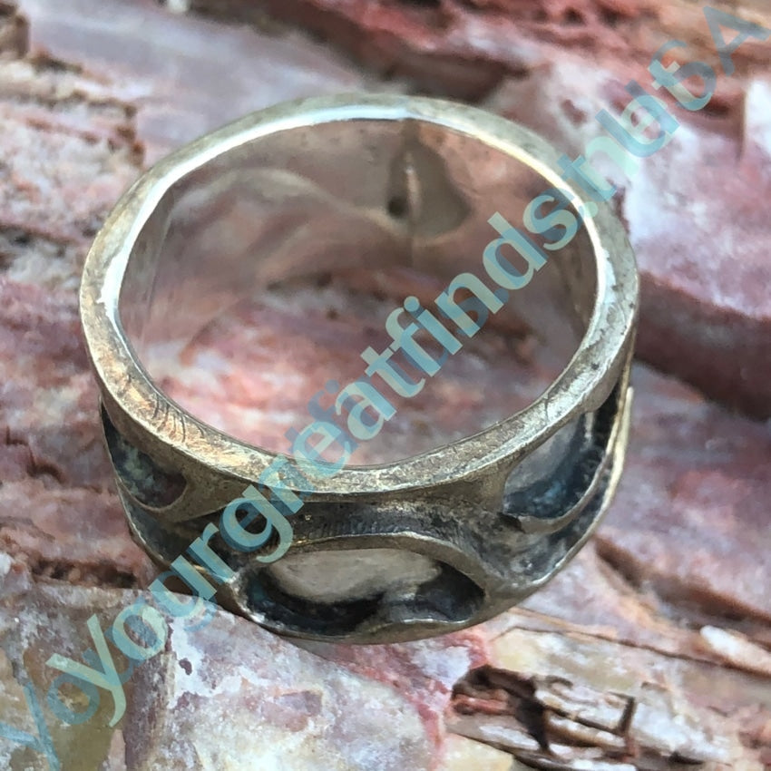 Wide Band Ring with Sterling Silver Overlay Design Size: 8.5 Yourgreatfinds