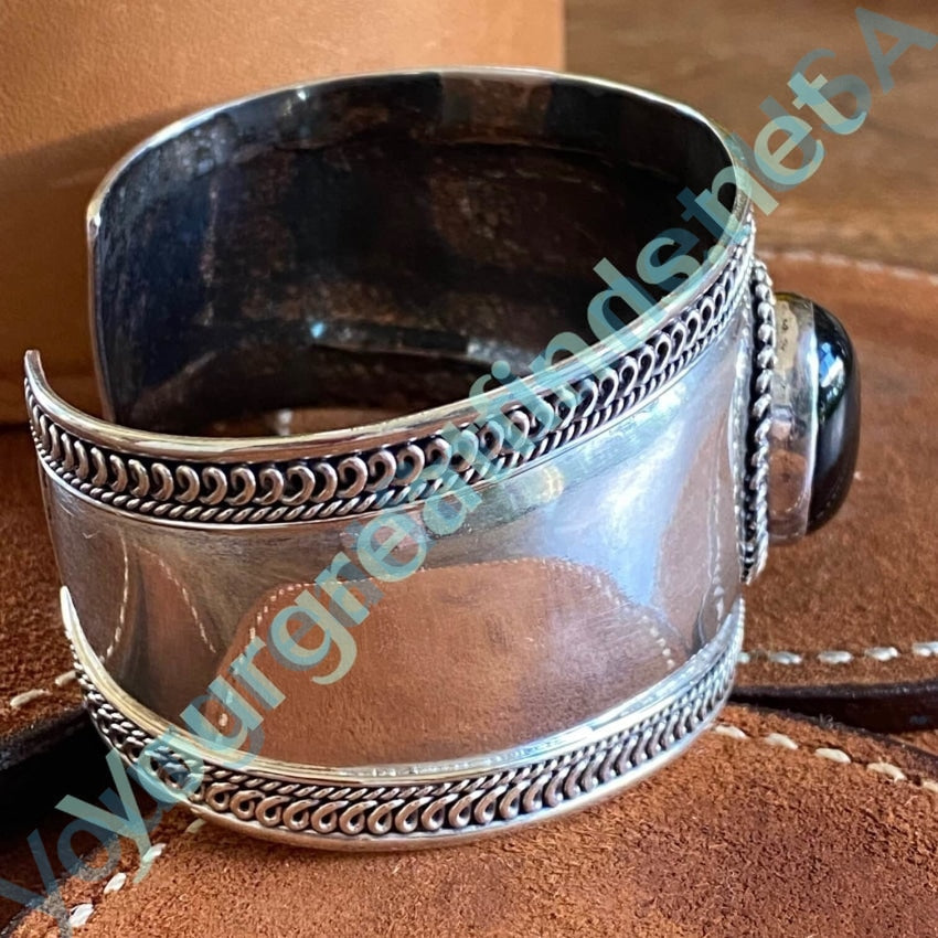 Wide Sterling Silver Black Onyx Cuff Bracelet Yourgreatfinds