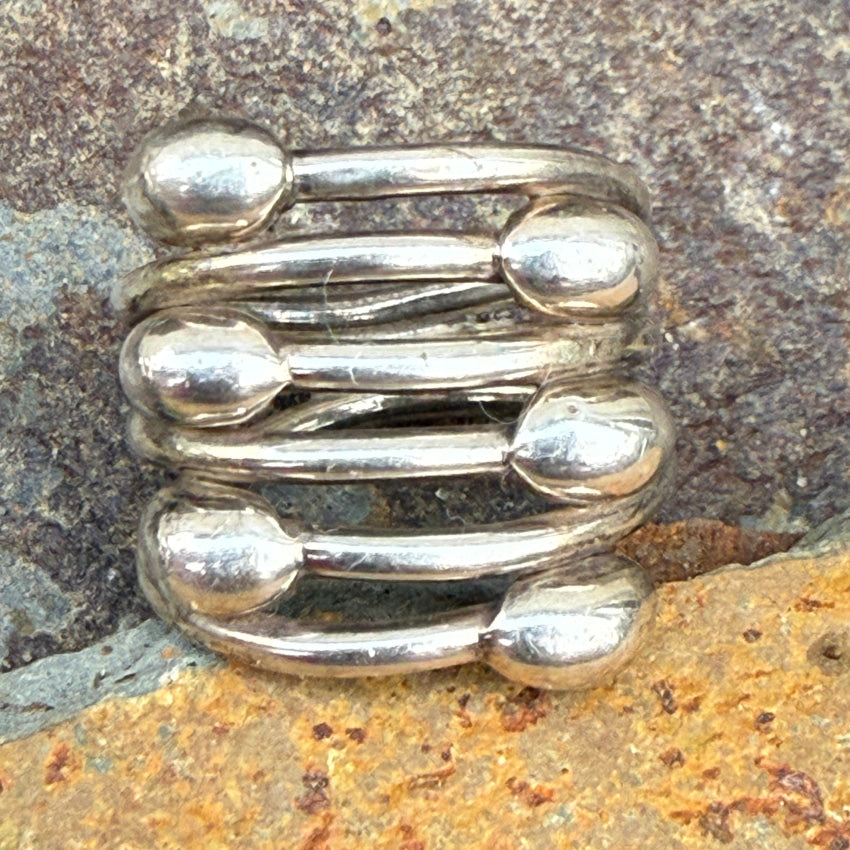 Wide Sterling Silver Bypass Ring Size 7 Mexico Ring