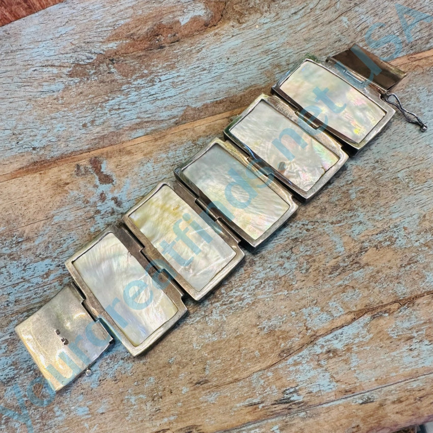 Widest Sterling Silver Mother-Of-Pearl Panel Bracelet