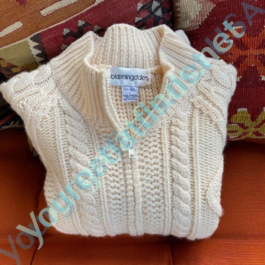 Wool Fisherman Sweater with Zip Front Bloomingdale&#39;s Large Yourgreatfinds