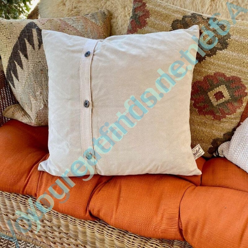 Woolrich Winter White Suede Button Back Throw Pillow Yourgreatfinds