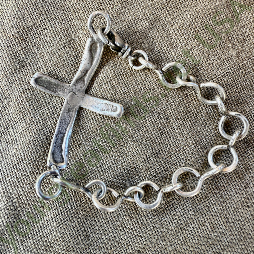 Wrought Sterling Silver Cross Chain Bracelet bracelet