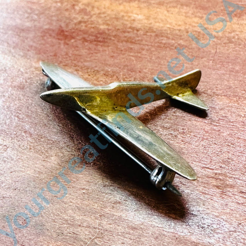Wwii Spitfire Fighter Sterling Silver Pin Marked Bzr