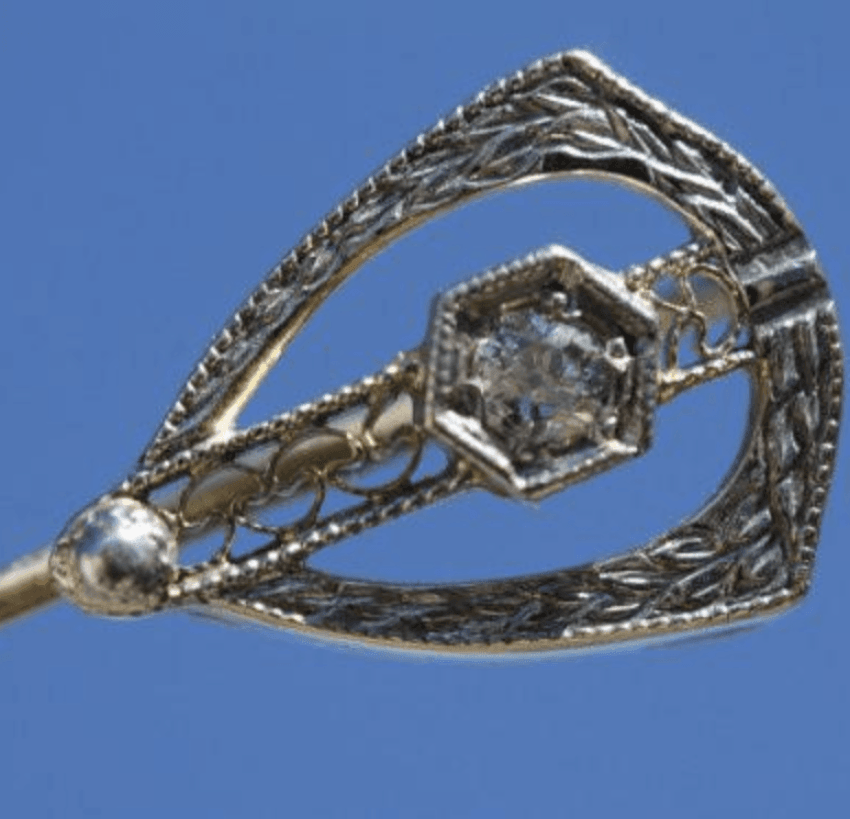 Yellow Gold & Diamond Stick Pin 14k Gold Yourgreatfinds