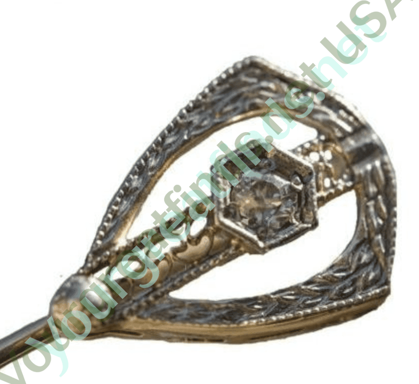 Yellow Gold & Diamond Stick Pin 14k Gold Yourgreatfinds