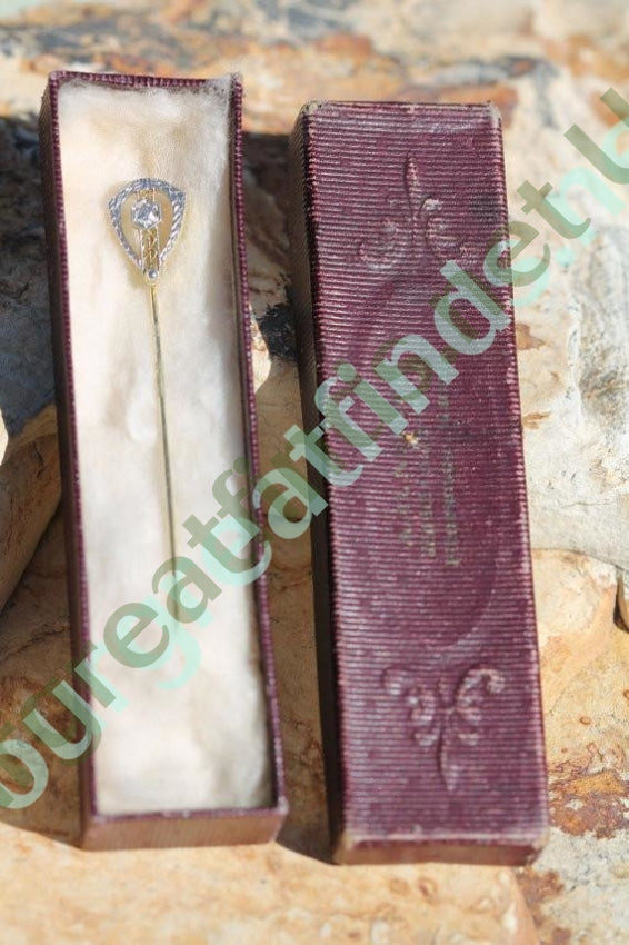 Yellow Gold & Diamond Stick Pin 14k Gold Yourgreatfinds