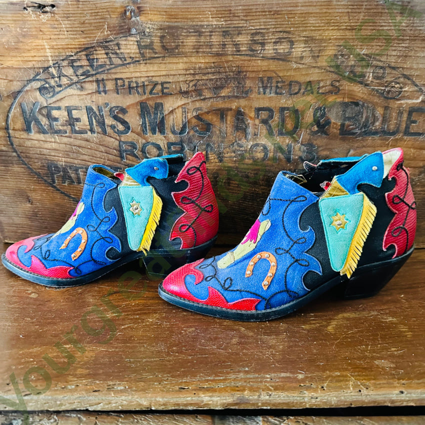 Zalo Leather Horse Western Themed Booties Size 5 Spain