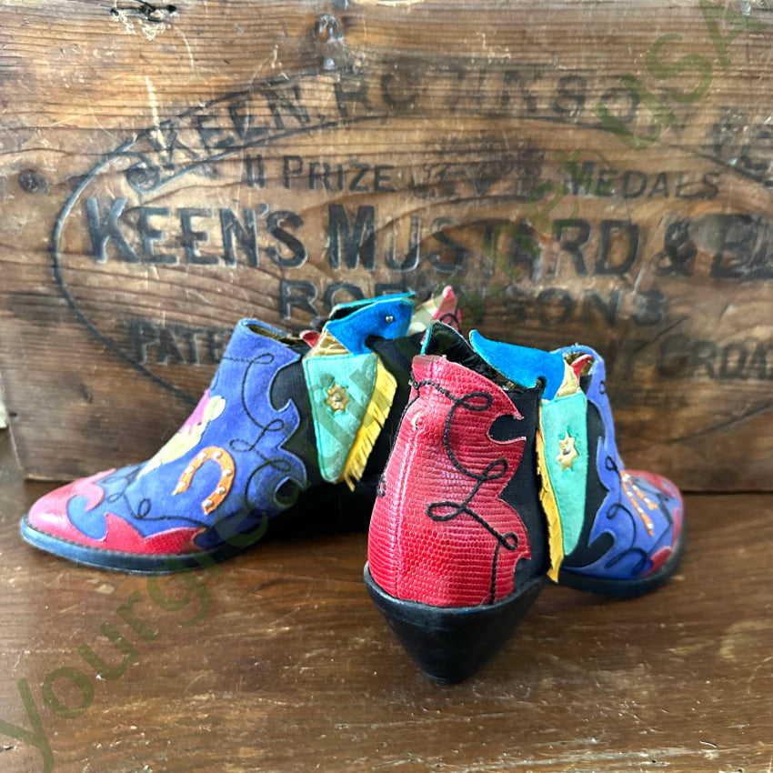 Zalo Leather Horse Western Themed Booties Size 5 Spain