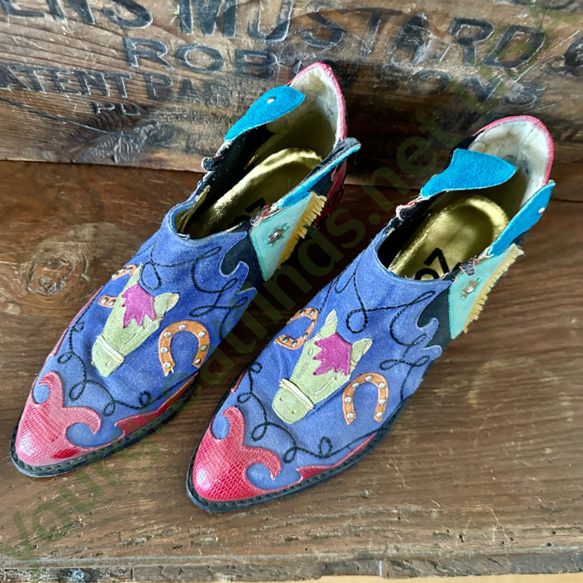 Zalo Leather Horse Western Themed Booties Size 5 Spain