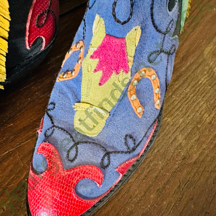 Zalo Leather Horse Western Themed Booties Size 5 Spain