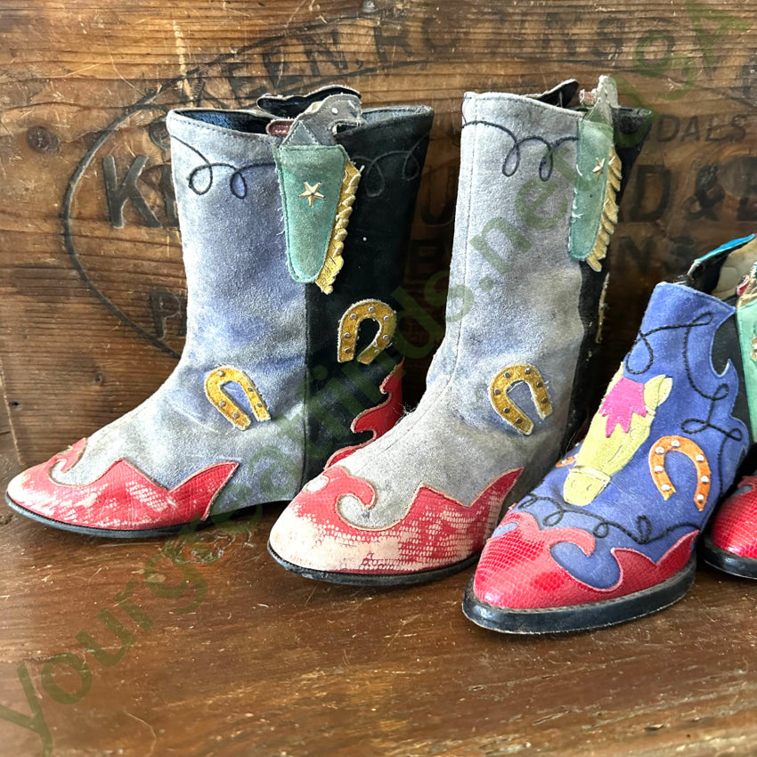 Zalo Leather Horse Western Themed Booties Size 5 Spain