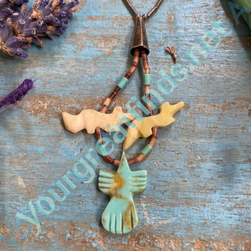 Zuni Animal Totem Fetish Y Necklace Liquid Silver Yourgreatfinds