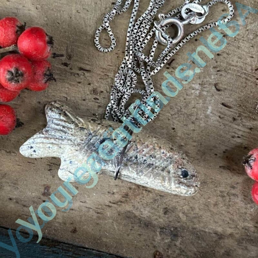 Zuni Carved Fish Animal Totem Necklace in Sterling Silver Yourgreatfinds