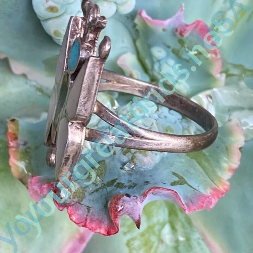 Zuni Inlay Butterfly Ring in Sterling Silver Size: 9 1/2 Yourgreatfinds