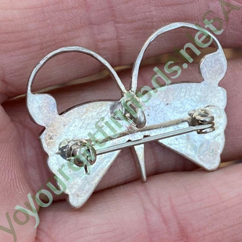 Zuni Sterling Silver Moth Pendant Pin with Inlay Work Yourgreatfinds