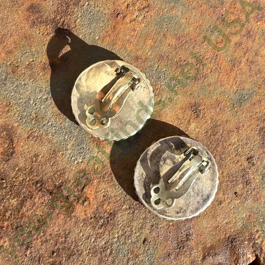 Zuni Sun God Clip On Earrings Sterling Silver Earrings