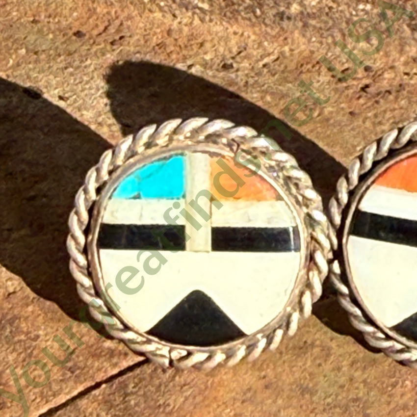 Zuni Sun God Clip On Earrings Sterling Silver Earrings