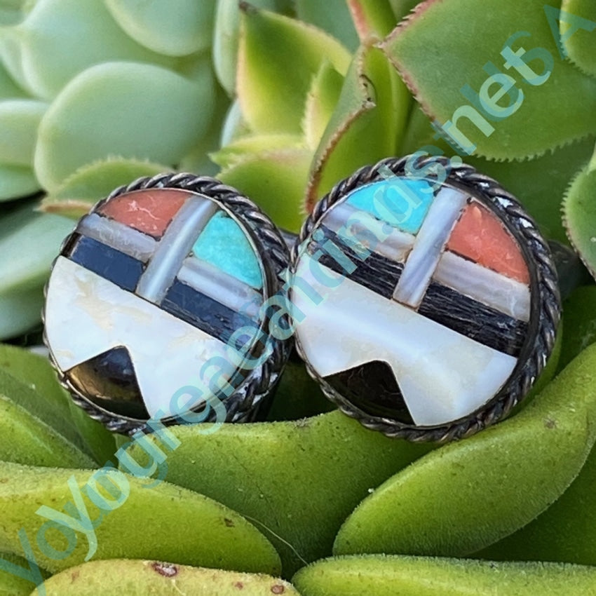 Zuni Sun God Cufflinks in Sterling Silver with Channel Inlay Yourgreatfinds