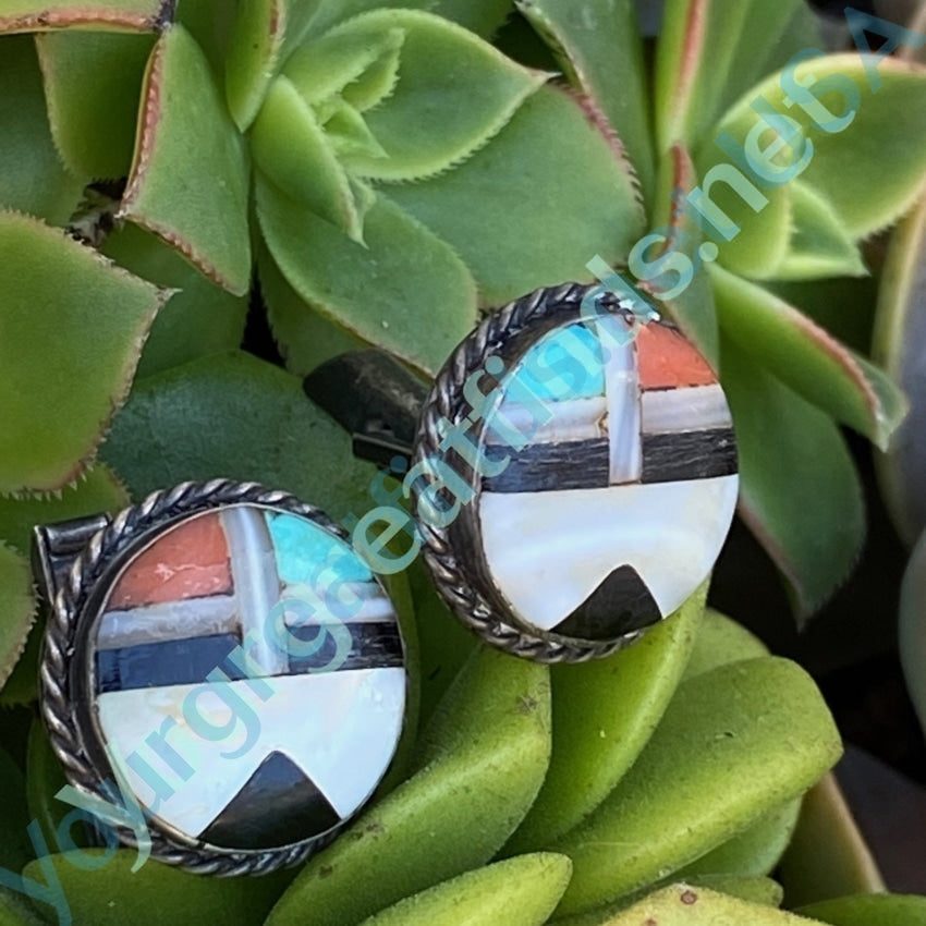 Zuni Sun God Cufflinks in Sterling Silver with Channel Inlay Yourgreatfinds