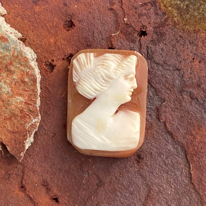Antique Rectangular Hand Carved Shell Cameo Unset