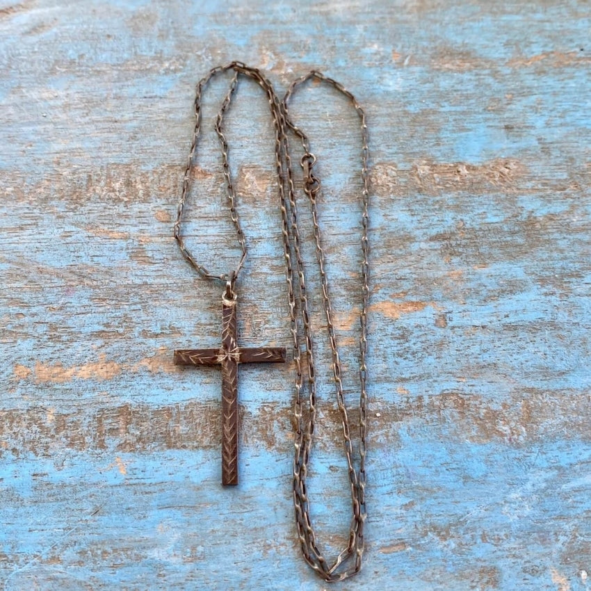 Antique Tarnished Sterling Silver Holy Cross Necklace Yourgreatfinds